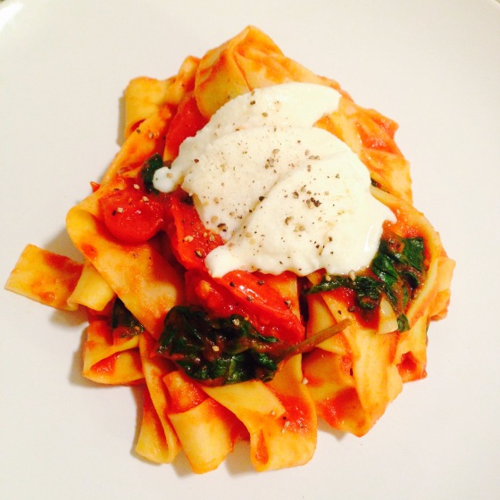 Tomato and Spinach Pappardelle
